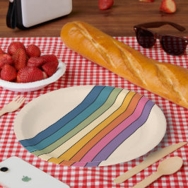 60er 70er Retro Streifen Pappteller