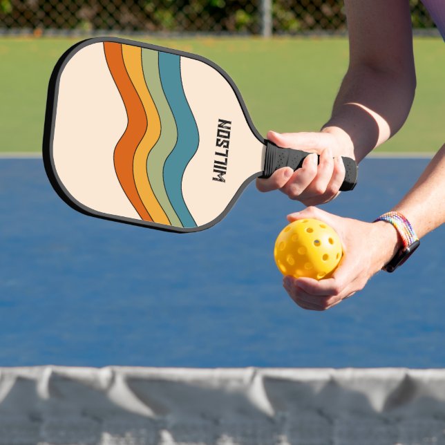 60er 70er Retro Streifen Pickleball Schläger (InSitu)