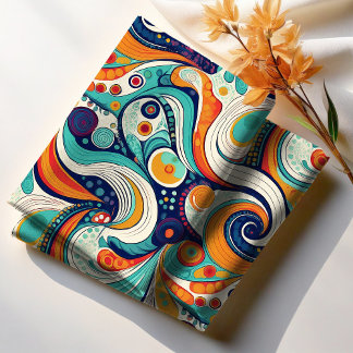 60er 70er Vibe Retro Wirbel Abstrakt Pat#1 ID1069 Stoff