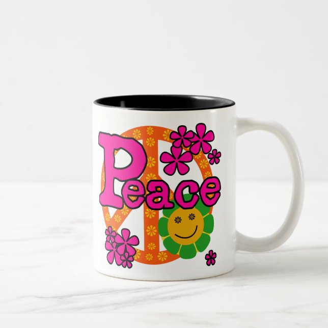 60er Art-Frieden Zweifarbige Tasse (Rechts)