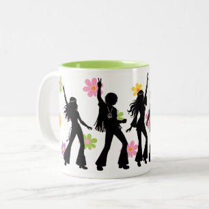 60er Flower Power Hippie Tanz Zweifarbige Tasse