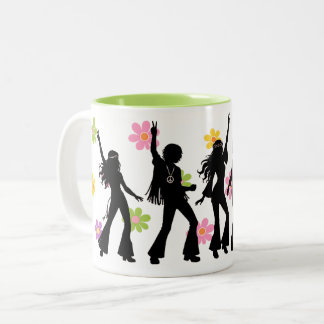 60er Flower Power Hippie Tanz Zweifarbige Tasse
