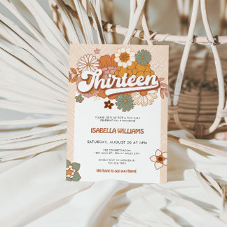 60er Groovy Retro 13. Geburtstag Einladung