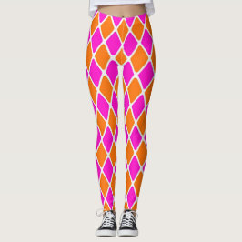 60er Mod Pink und Orange Diamond Leggings