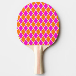 60er Mod Pink und Orange Diamond Tischtennis Schläger