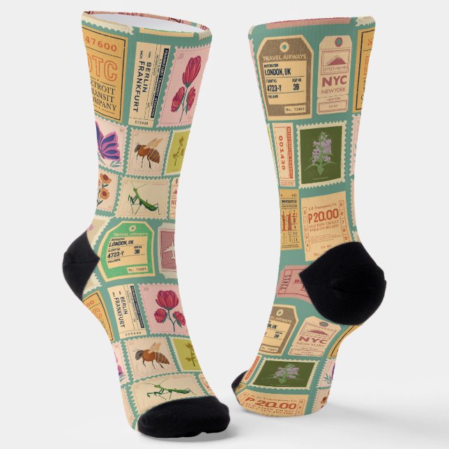 60er Moderne Briefmarke des mittleren Jahrhunderts Socken (Gewinkelt)