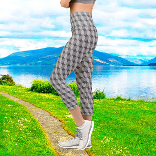 60er Mono gemusterte Capri Leggings