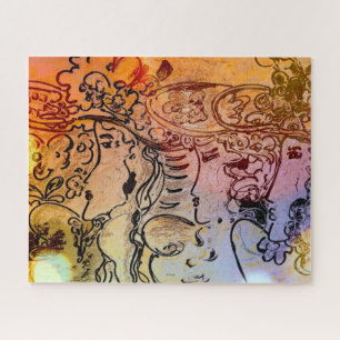 60er Peter Max im Stil farbenfrohe Aquarellbilder