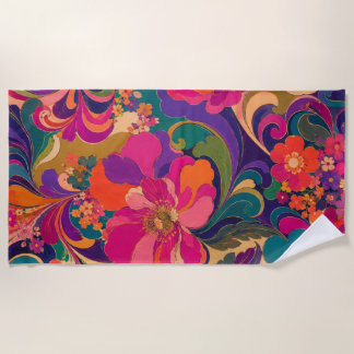 60er psychedelische florale Luxus-Juwel-Töne Strandtuch