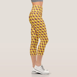 60er Retro Gemustert Capri Leggings