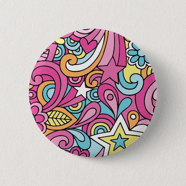 60er Retro Hippy Friedensmuster Button (Vorderseite)