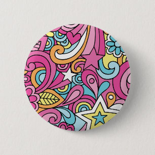 60er Retro Hippy Friedensmuster Button