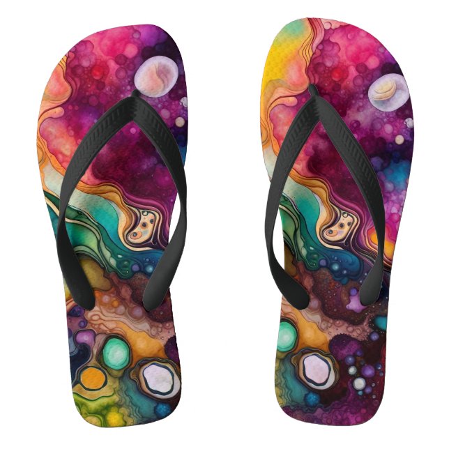 60er Retro Tye Die 70er Hippy Flip Flops (Fußbett)