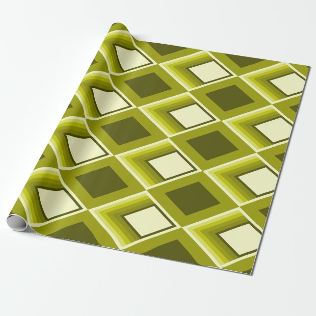 60er Style Glam Yellow Geometric Modern Pattern Geschenkpapier (Ungerollt)