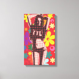 60er Thema Blume Kind Retro Pop Kunst Leinwanddruck