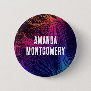 60er Vibe Circles & Wirbel Cooles Muster Button