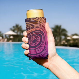 60er Vibe Circles & Wirbel Cooles Muster Selters Dosenkühler