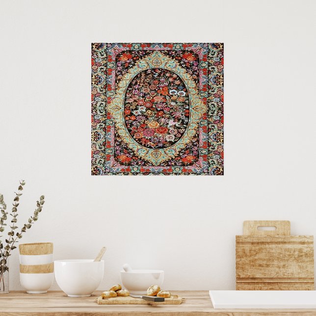 60er Vintages Muster der persischen Blume Poster (Küche)