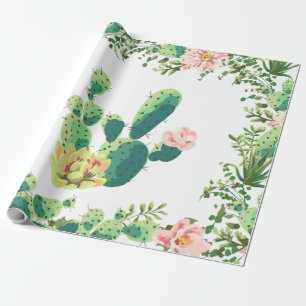 60lb Geschenkpapier Rolle Bohemian Kaktus Sukkulen