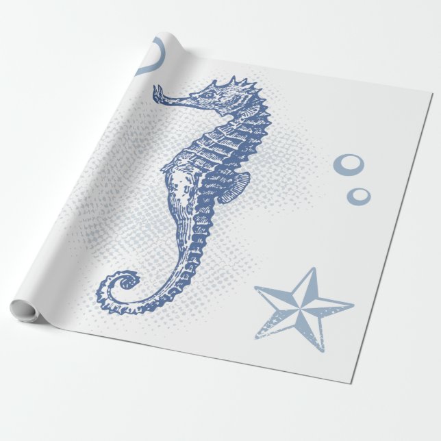 60lb Wrapping Paper Roll Seepferd Ocean Beach Geschenkpapier (Ungerollt)