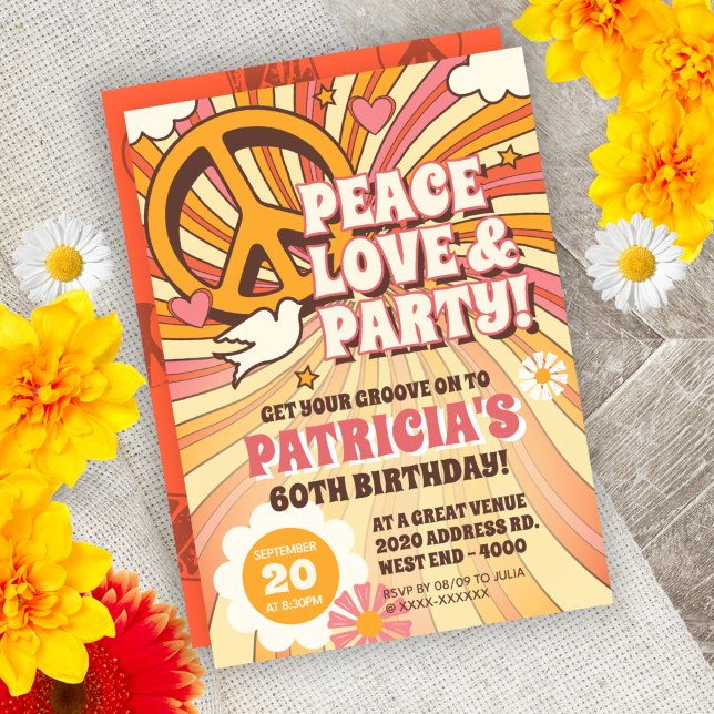 60s Hippie Party Invitation Einladung (Von Creator hochgeladen)