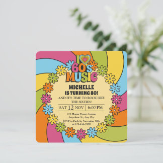 60s Music Birthday Party Retro Groovy Inspired Einladung