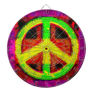 60's Peace Sign Retro Art Dart Board Dartscheibe