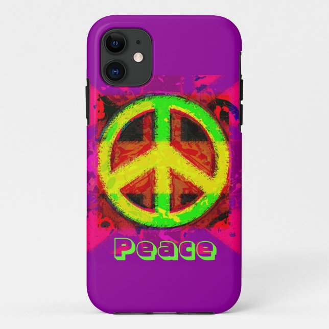 60's Peace Sign Retro Art iPhone Fall Case-Mate iPhone Hülle (Rückseite)