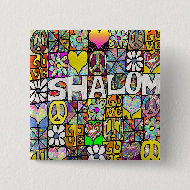 60s Psychedelic Shalom LOVE Button (Vorderseite)