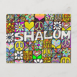 60s Psychedelic Shalom LOVE Postkarte