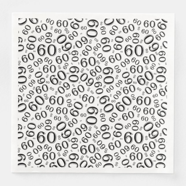 60th Age Random Number Pattern Black/White Serviette (Vorderseite)