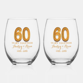60th Anniversary Personalized Weinglas Ohne Stiel