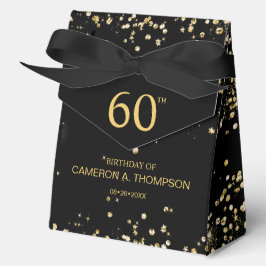 60th Birthday  Black & Gold Confetti Personalized Geschenkschachtel