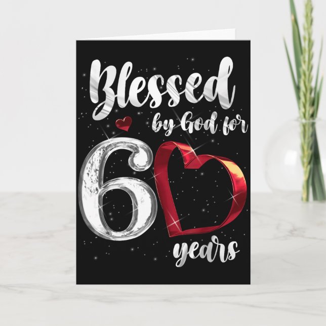60th Birthday Blessed By God For 60 Years Birthday Karte (Vorderseite)