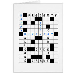 60th Birthday, Crossword Puzzle Birthday Card