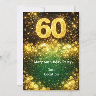 60th Birthday Gold Glitter  Einladung