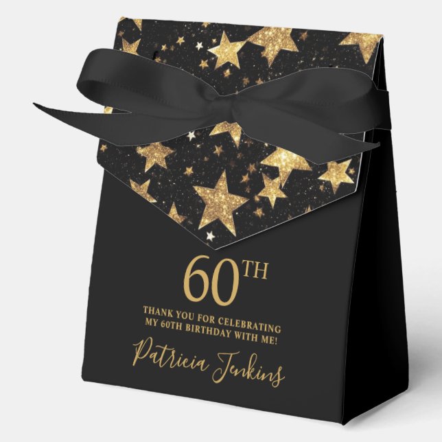 60th Birthday Gold Stars Thank You  Geschenkschachtel (Vorderseite)