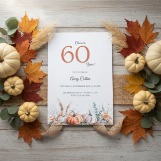 60th Birthday Invitation Pumpkin Floral Fall Einladung