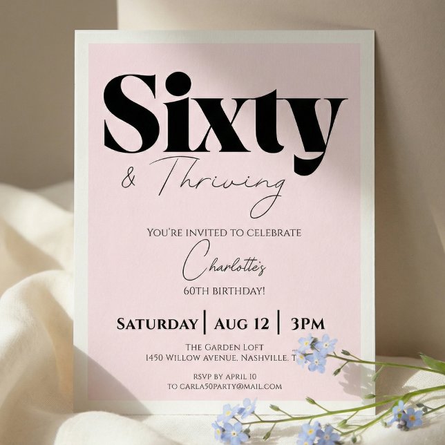 60th Birthday Invitation – Sixty & Thriving (Créateur téléchargé)