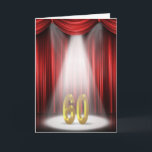 60th Birthday Karte<br><div class="desc">60. Geburtstag im Rampenlicht mit roten Vorhängen.</div>