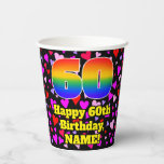 60th Birthday: Loving Hearts Pattern, Rainbow 60 Pappbecher<br><div class="desc">This fun and colorful birthday paper cup design features a large number “60” having a rainbow spectrum gradient inspired pattern. It also features the message “Happy 60th Birthday, ”, and a custom name. The background features a pattern of purple, red, and pink heart shapes of various sizes. Loving, fun paper...</div>
