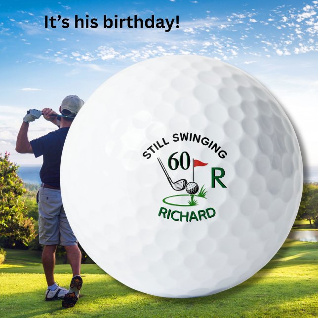 60th Birthday Men's Monogram Name Golfball (Von Creator hochgeladen)