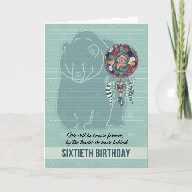 60th Birthday Native American Bear Karte (Vorderseite)