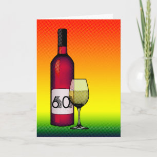60th birthday or anniversary : wine bottle & glass karte
