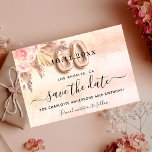 60th birthday pampas rose gold florals save the date<br><div class="desc">A girly and trendy Save the Date for a 60th birthday party. A blush pink, rose gold gradient background decorated with blush pink florals and pampas grass. Personalize and add a date and name/age. The text: Save the Date is written with a large trendy hand lettered style script. Number 60...</div>