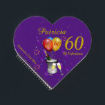 60th Birthday Party Celebration Purple Guest Notizbuch<br><div class="desc">A stylish 60th birthday party guest book, with an ice bucket , bottle of bubbly sparkling wine, flute glasses, age balloons and confetti all on a purple background with gold colored text. This fabulous heart shaped birthday guest book makes a fabulous gift or party memento. Perfect for milestone birthdays such...</div>