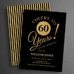 60th Birthday Party Gold Black Einladung<br><div class="desc">Cheers to 60 years! 60th birthday party invitation in black and faux glitter gold. Simple modern design,  perfect for an elegant men's or women's bday celebration. Customize with your own details. Can be personalized into any age! Printed Zazzle invitations or instant download digital printable template.</div>
