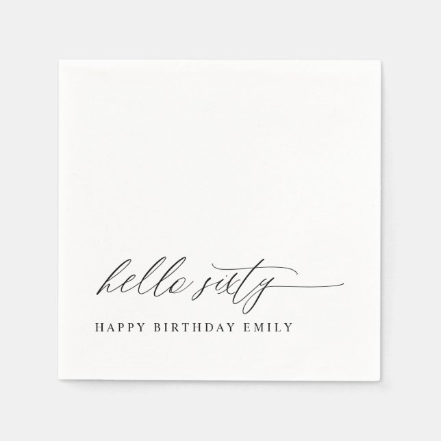 60th Birthday Party Hello 60 Modern Milestone Serviette (Vorderseite)