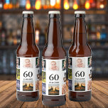 60th birthday party photo collage guy bierflaschenetikett<br><div class="desc">A beer bottle label for a 60th birthday party for a guy,  celebrating his life with a collage of 8 of your own photos.  Templates for a name,  age 60 and a date.  Date of birth or the date of the party.  Black colored letters.  White background.</div>