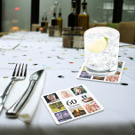 60th birthday party photo collage guy men rechteckiger pappuntersetzer<br><div class="desc">A coaster for a 60th birthday party for a guy,  celebrating his life with a collage of 8 of your own photos.  Templates for the age 60 and a date.  Date of birth or the date of the party.  Black colored letters.  White background.</div>